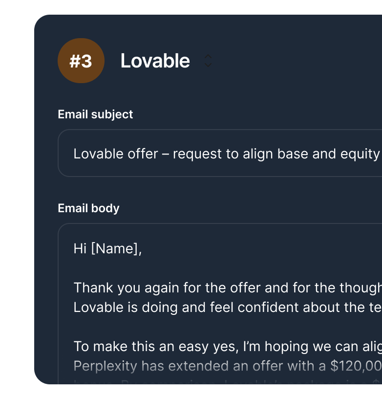 Negotiation email draft screenshot