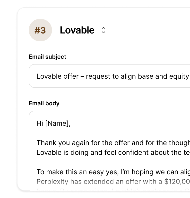 Negotiation email draft screenshot